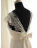 Cap Sleeves Ivory EyeLash Lace Tulle Beaded Wedding Dress